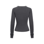 Crew-Neck Long Sleeve Ribbed Top