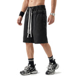 Double Waistband Snow Washed Distressed Shorts