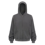 Distressed Vintage Wash Zip Up Hoodie