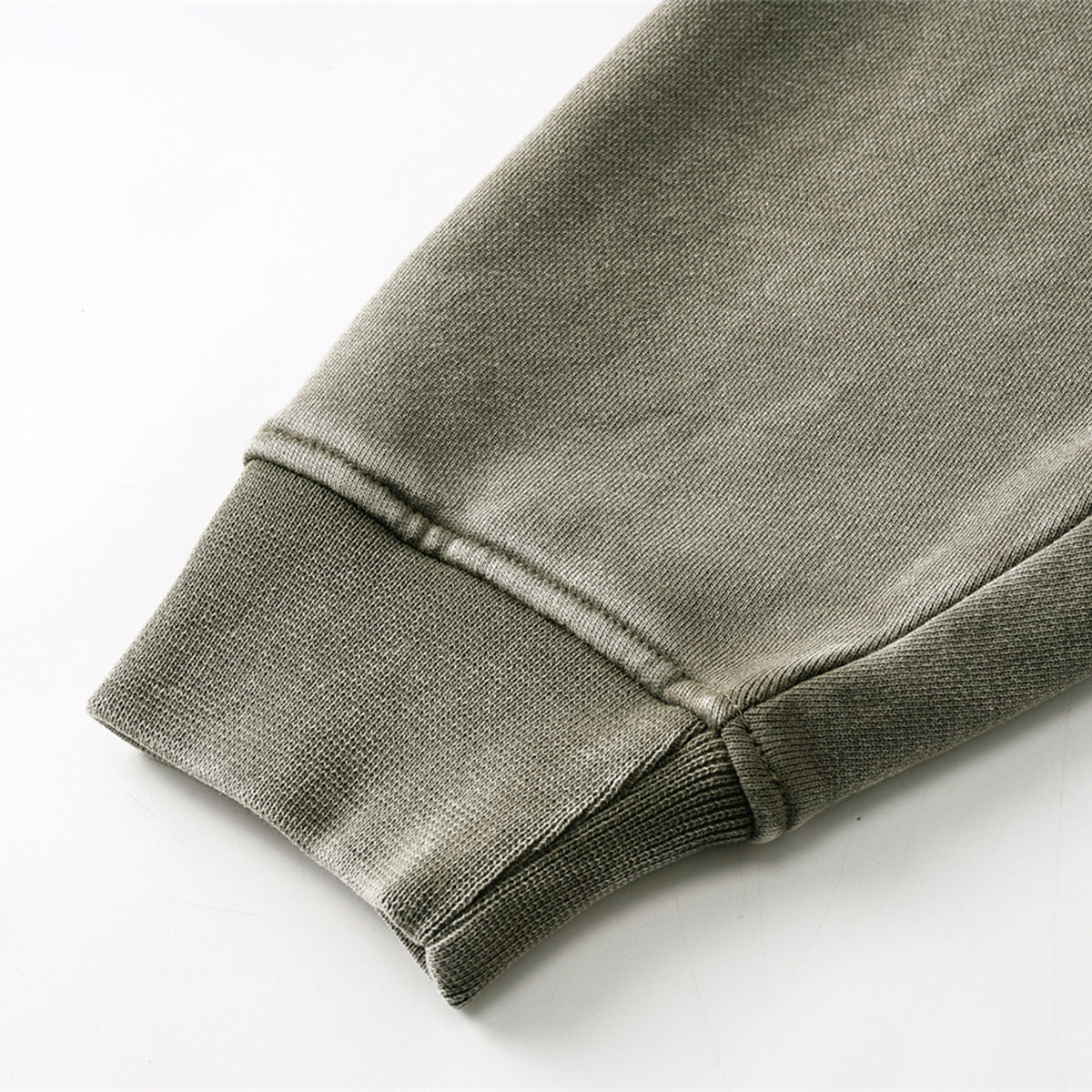 Vintage Zip-Up Ribbed Stand Collar Sweatshirt