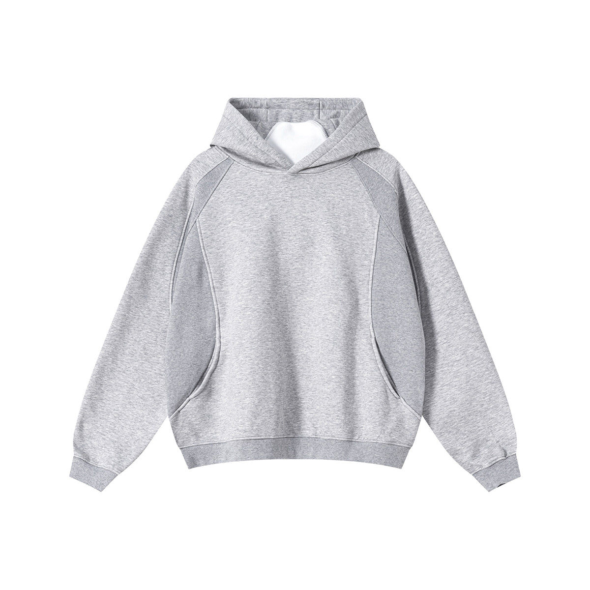 Relaxed Fit Paneled Fleece Hoodie