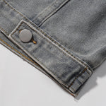 Paint-Spray Ripped Denim Trucker Jacket