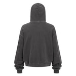 Vintage Washed Oversized Zip Up Distressed Hoodie