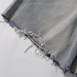 Adjustable Side Buckle Distressed High Waist Shorts