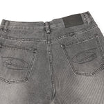 Smoky Gray Distressed Wide-Leg Jeans