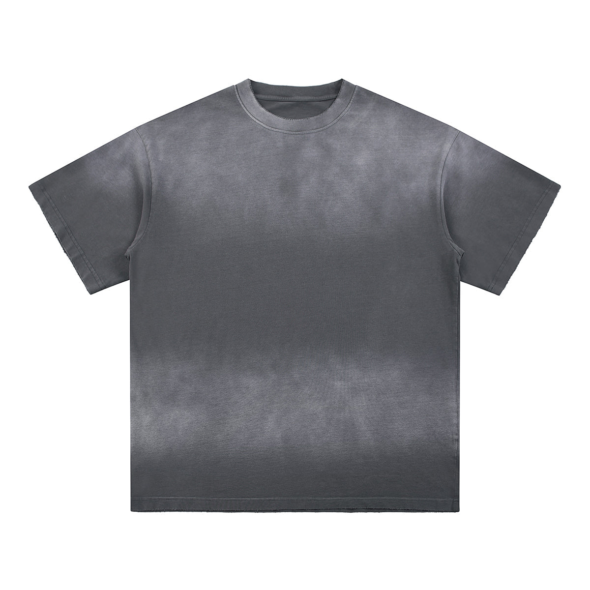 Gradient-Fade Distressed Edge Cotton Tee 260gsm