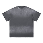 Gradient-Fade Distressed Edge Cotton Tee 260gsm