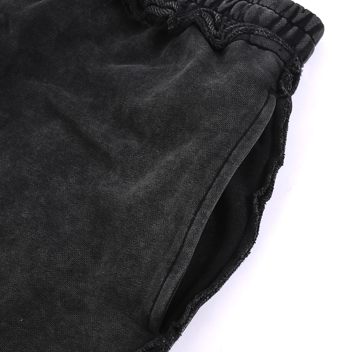 Stone-Washed Raw-Edge Sweat Shorts