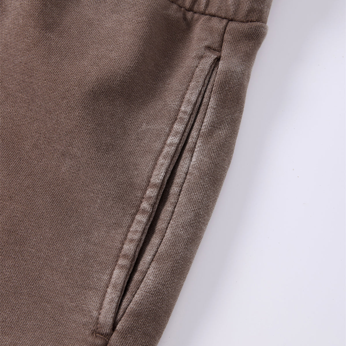 Double Waistband Snow Washed Distressed Shorts