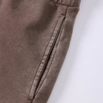 Double Waistband Snow Washed Distressed Shorts