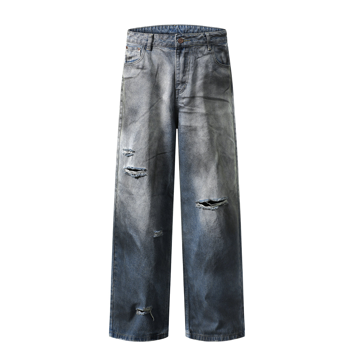 Vintage Faded Ripped Denim Pants