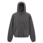 Vintage Washed Oversized Curved Stitch Zip Hoodie