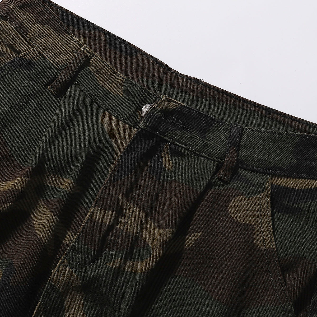 Camo Cargo Shorts Distressed Washed Style
