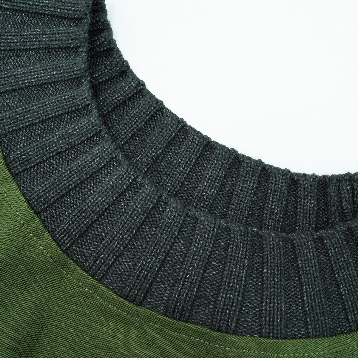 Oversized Color-Block Ribbed Collar Comfortable Tee