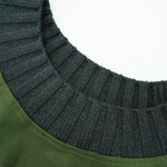 Oversized Color-Block Ribbed Collar Comfortable Tee