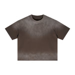 Boxy Raw Edge Washed Loose Short Sleeve Tee