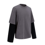Layered Sleeve Two-Tone Oversized Streetwear T-Shirt