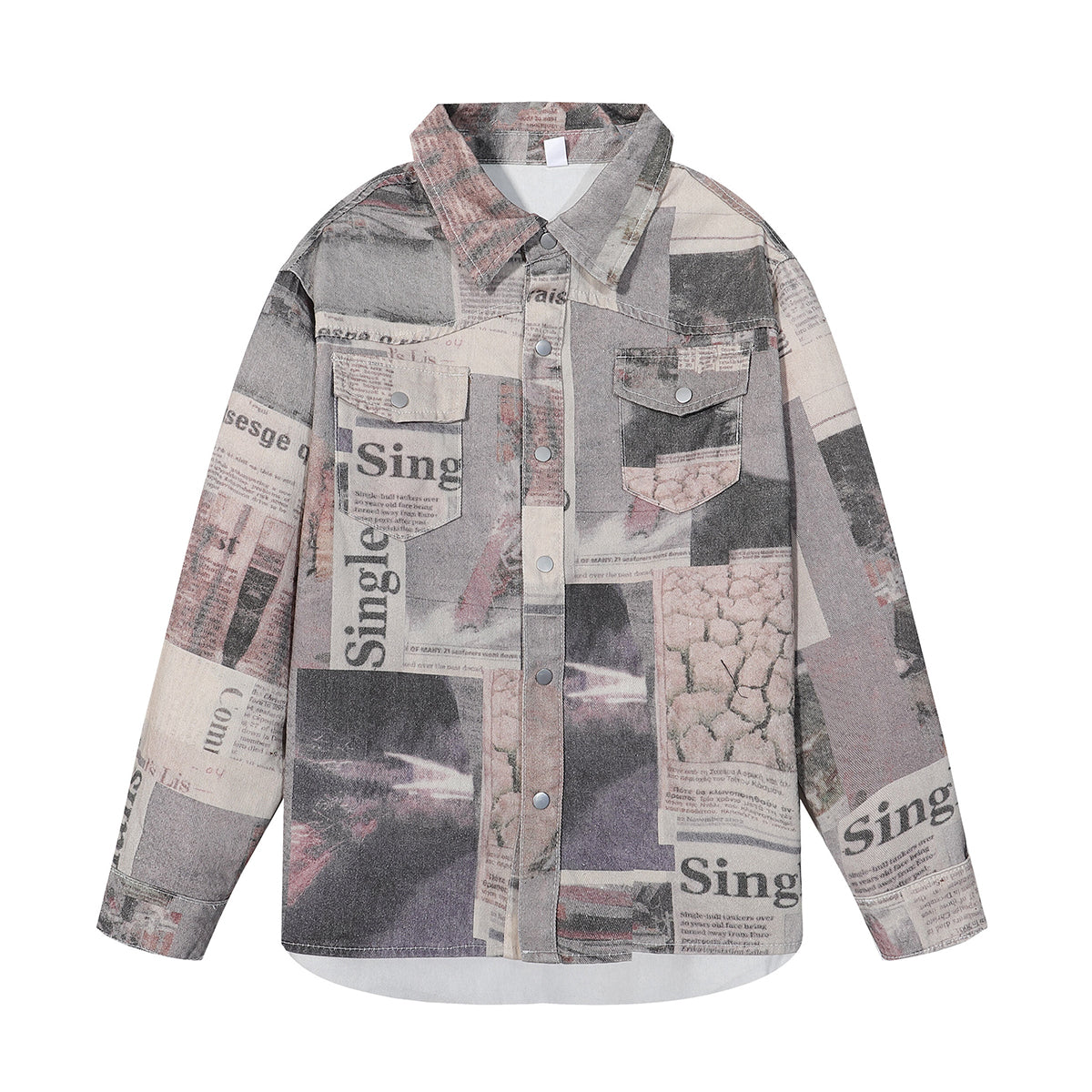 Multicolor Newspaper Print Jacket