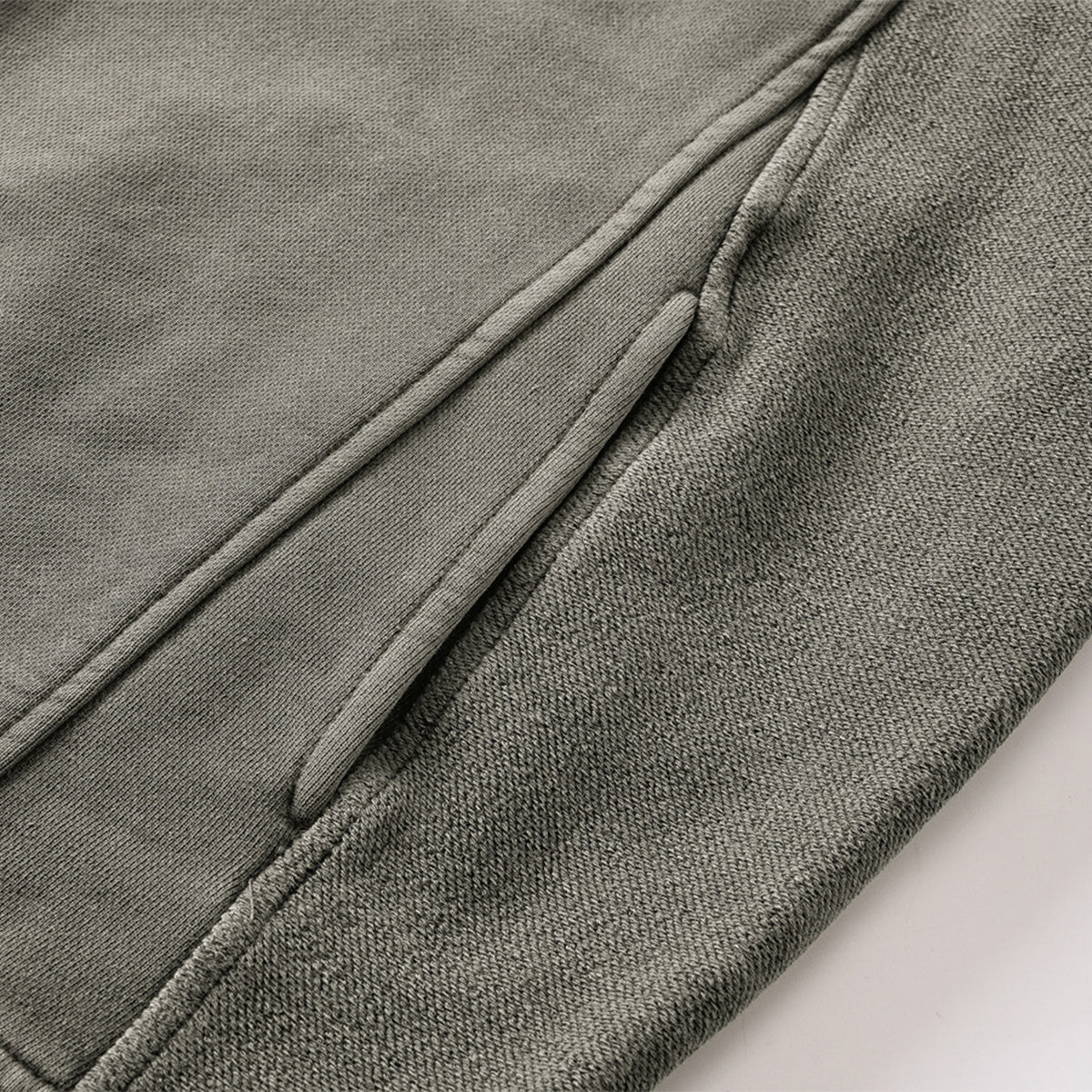 Stand Collar Panel Detail Washed Zip Up Sweatshirt