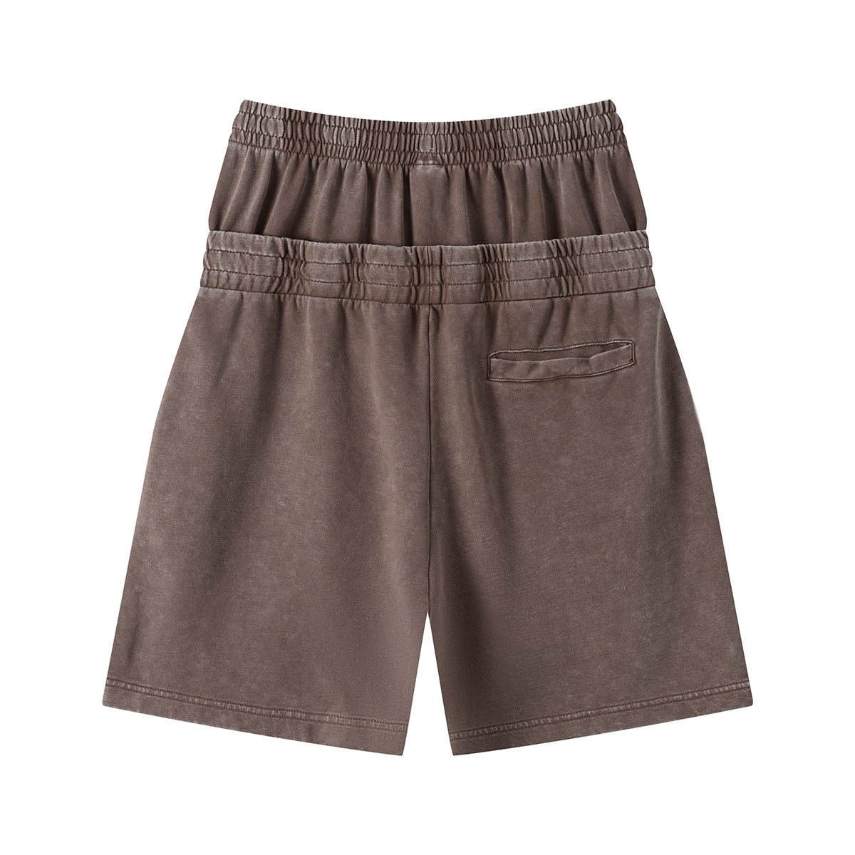 Double Waistband Snow Washed Distressed Shorts