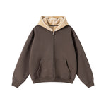 Zip-Up Loose Fit Plush-Lined Hoodie