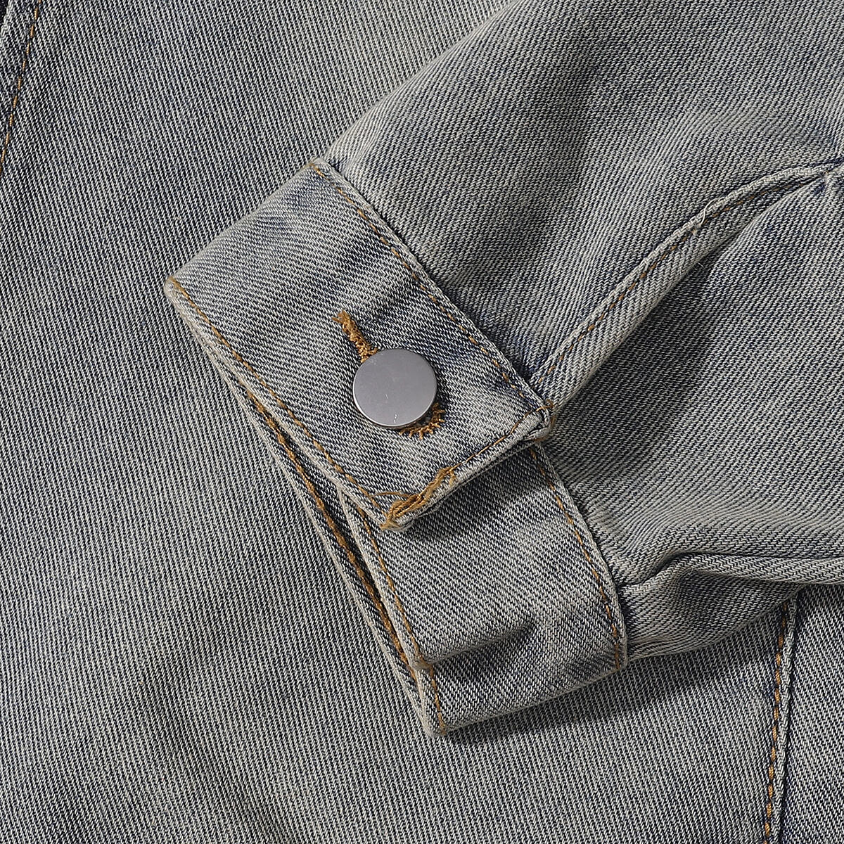 Contrast Stripe Washed Denim Baggy Jacket