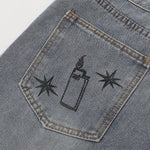 Street Style Graphic Print Relaxed Denim Shorts