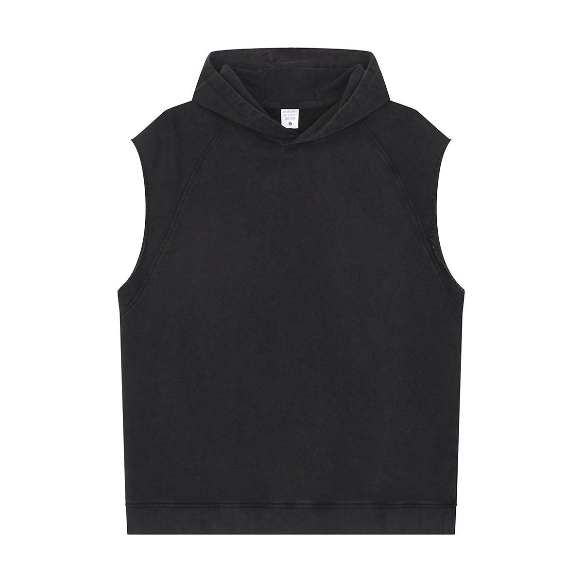 Raw Edge Sleeveless Muscle Hoodie