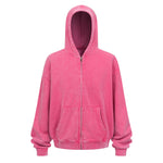 Double Yarn Vintage Washed Zippered Comfort Hoodie