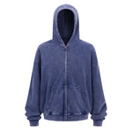 Double Yarn Vintage Washed Zippered Comfort Hoodie