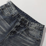 Vintage Washed Distressed Light Blue Wide Jeans
