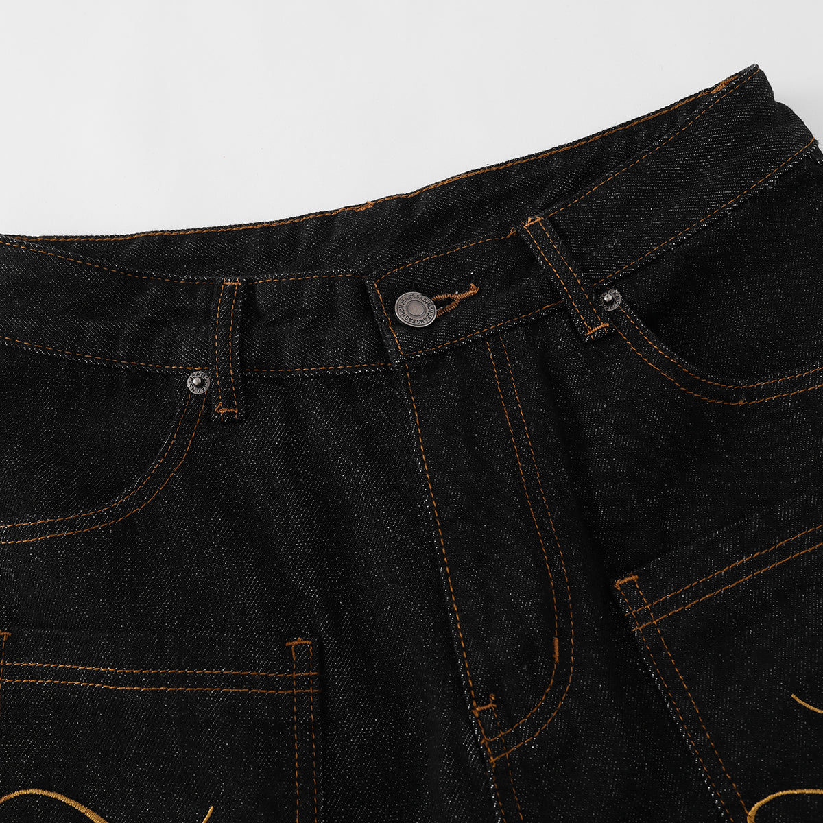 Wide Leg Embroidery Selvedge Bermuda Shorts