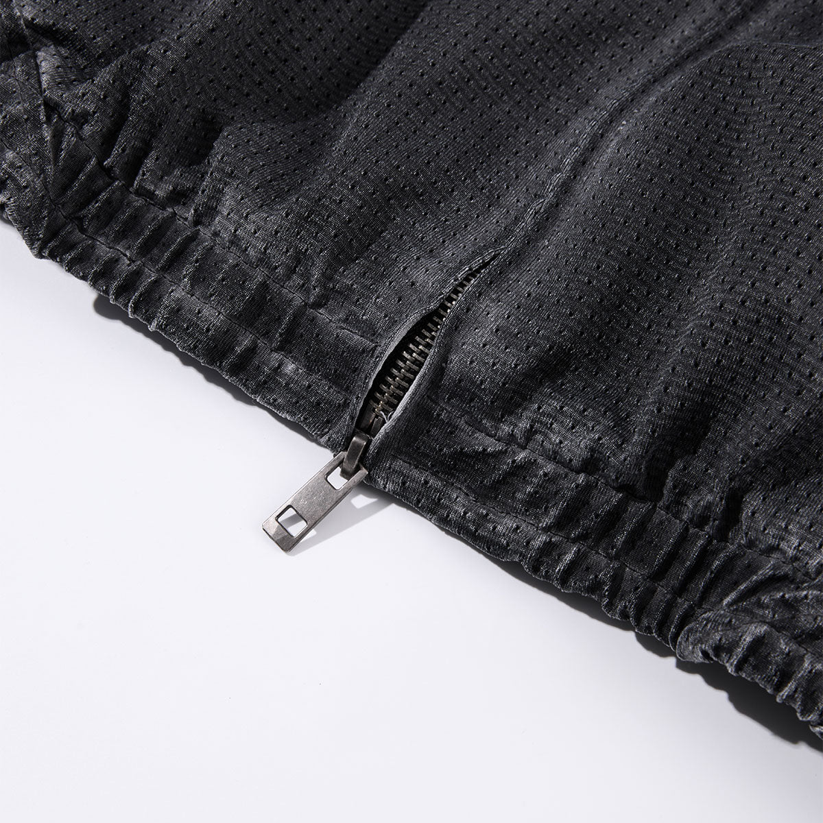 Lightweight Mesh Stand Collar Elastic Hem Zip Jacket