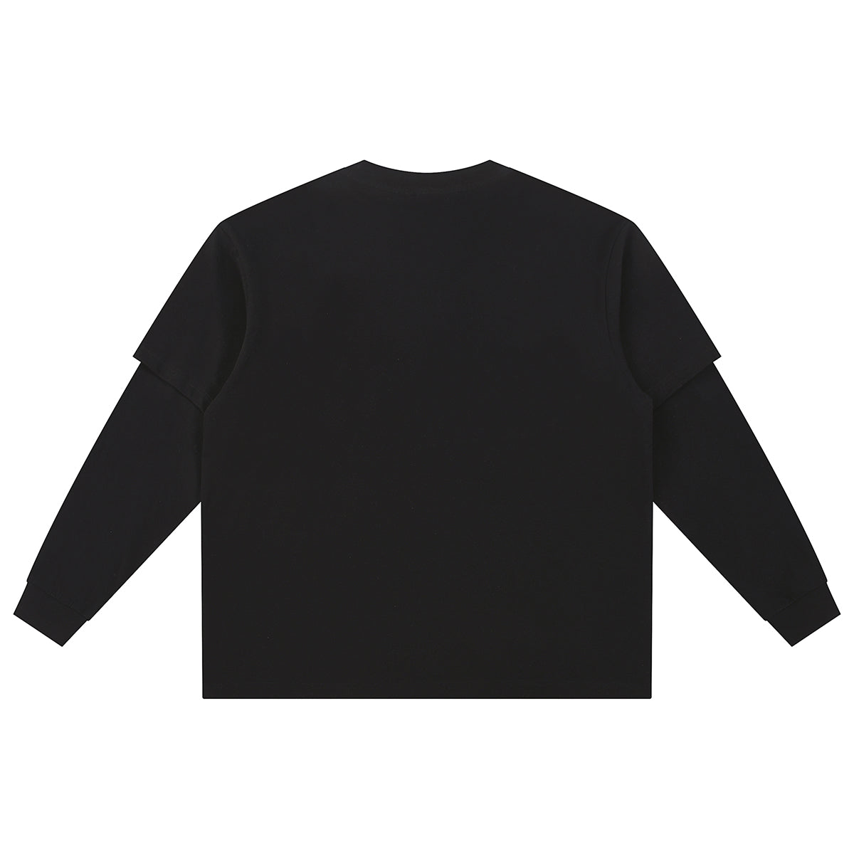 Solid Color Mock Layered Sleeves Sweatshirt