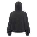 Vintage Washed Oversized Zip Up Distressed Hoodie