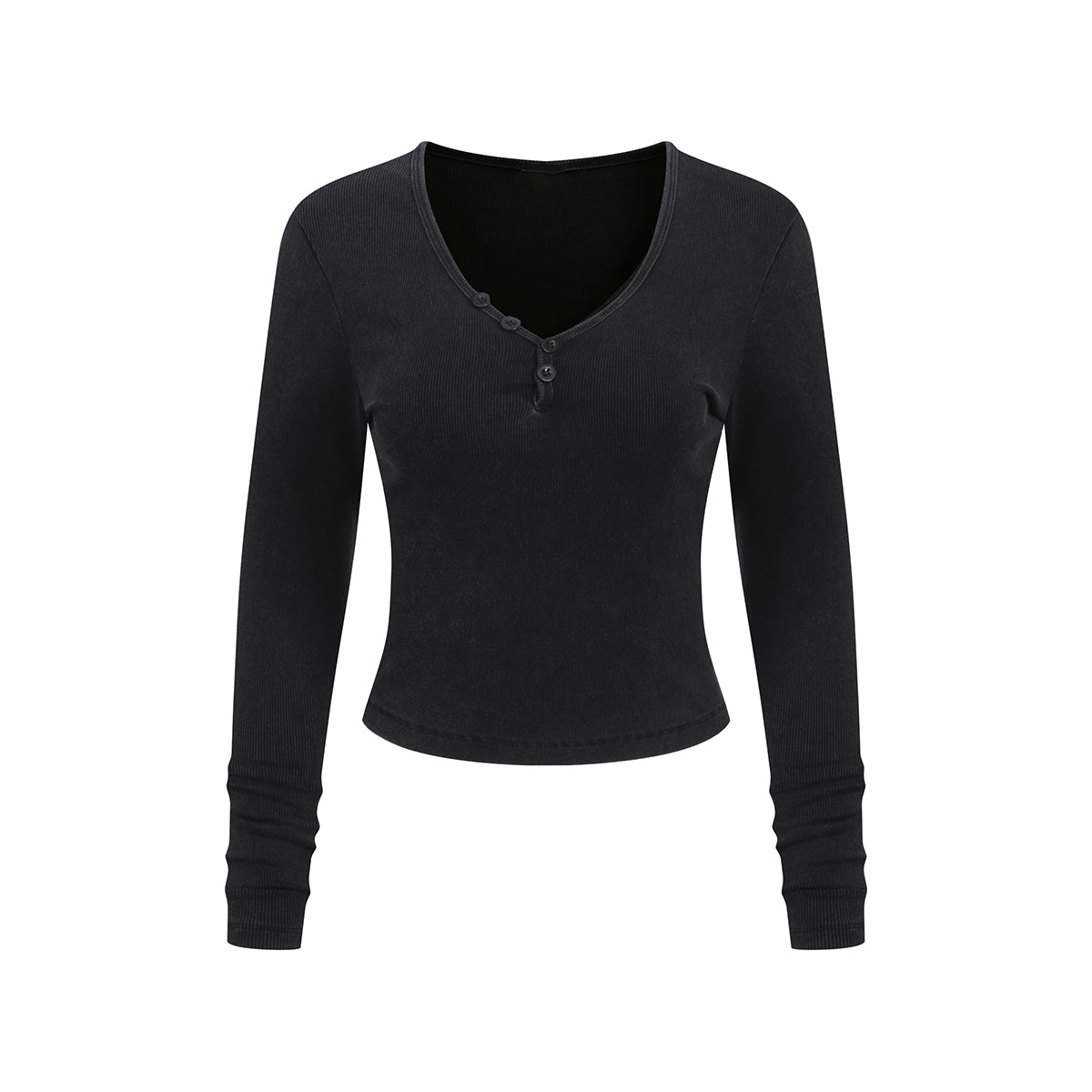 Long-Sleeve Ribbed Henley Top 8.25oz