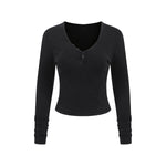 Long-Sleeve Ribbed Henley Top 8.25oz