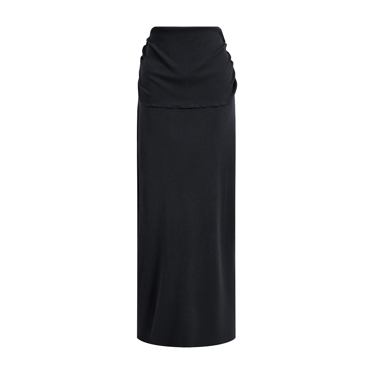 High Waist Ruched Knit Maxi Skirt