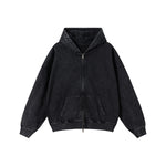 Heavyweight Washed Cotton Zip-Up Hoodie