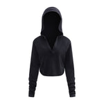 Ruched Waist Cotton Cropped Hoodie