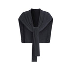 Front Tie Ribbed Knit Shoulder Wrap