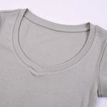 Solid-Color V-Neck Cotton T-Shirt 215gsm