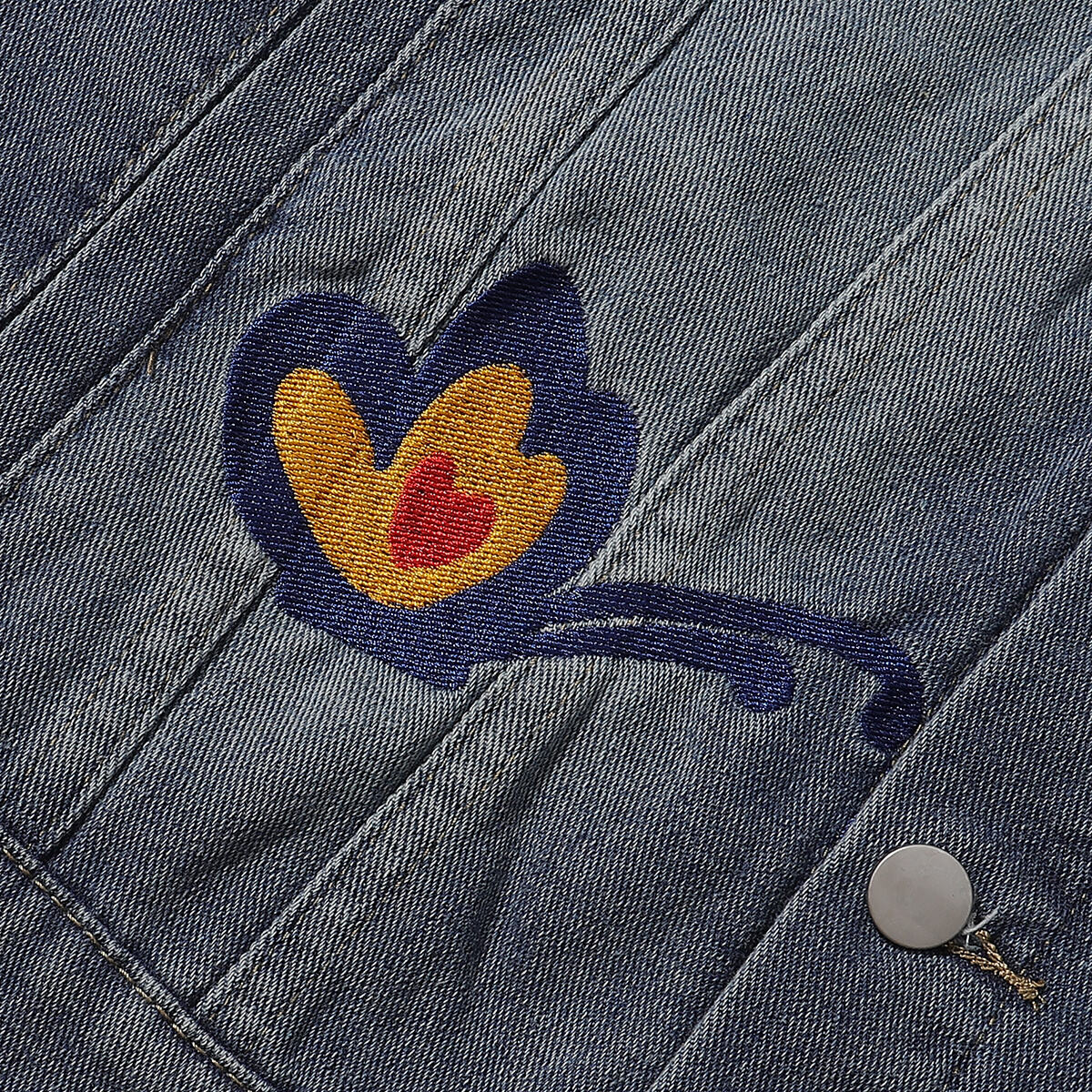 Butterfly Embroidery Denim Trucker Jacket