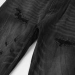 Relaxed Fit Wrinkle Wash Distressed Jeans