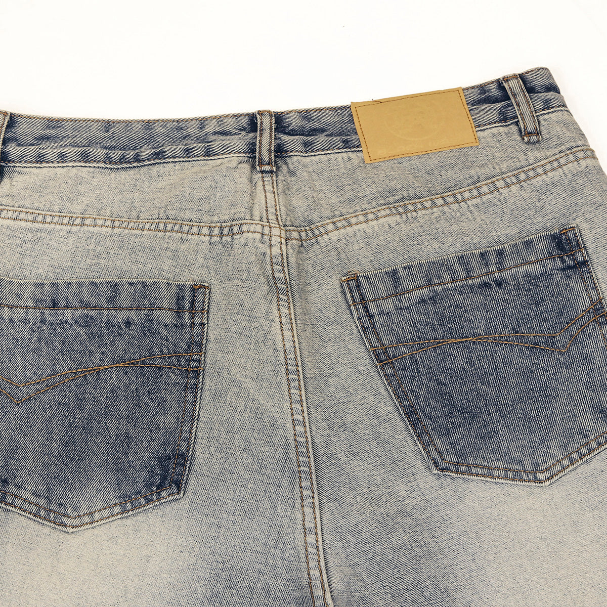 Light Wash Faded Wide-Leg Denim Pants