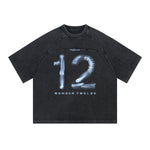 X-Ray Print Number Twelve Black Graphic Oversized Tee