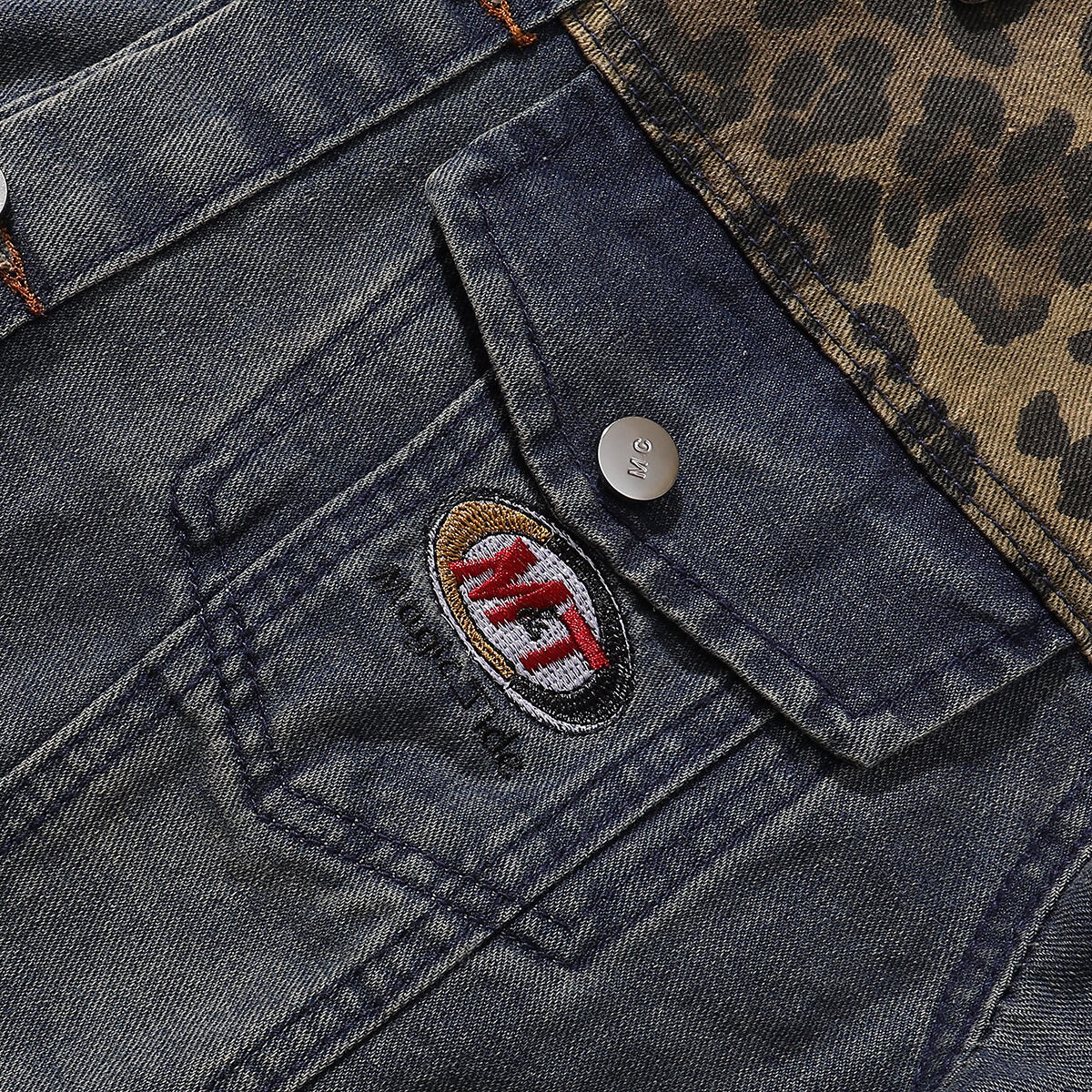 Leopard Patchwork Denim Trucker Jacket