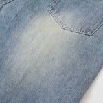 Wrinkled Light Wash Wide-Leg Jeans