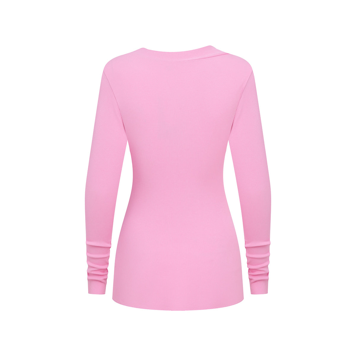 Asymmetric Neck Long Sleeve Ribbed Top