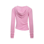 Ruched Fitted Long Sleeve Hoodie Top